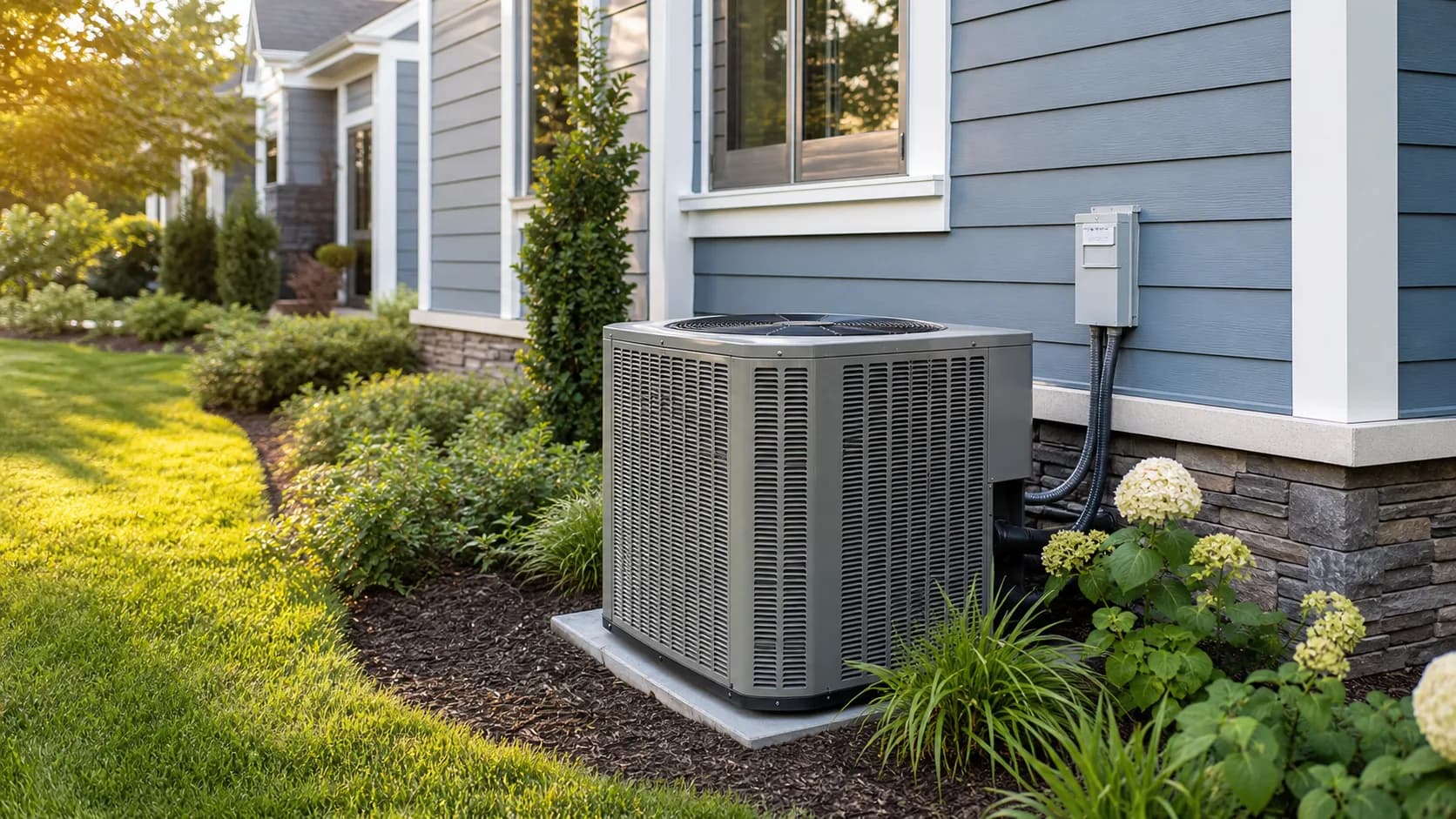 Carrier air conditioner installed beside a home