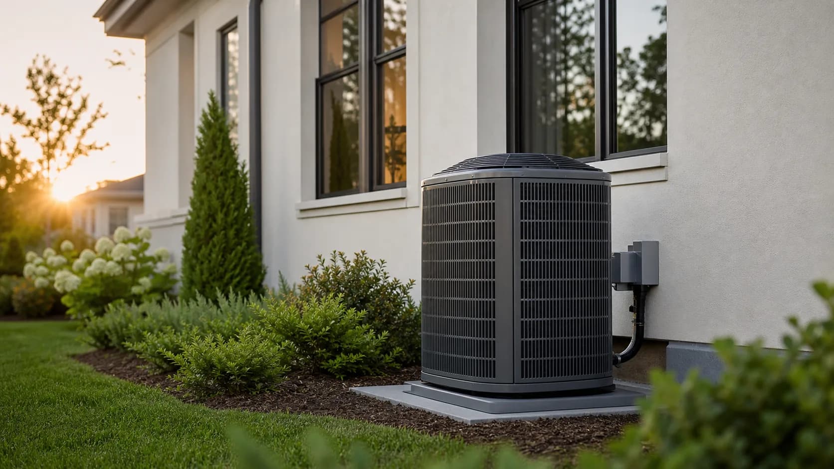 Lennox air conditioner installed beside a home