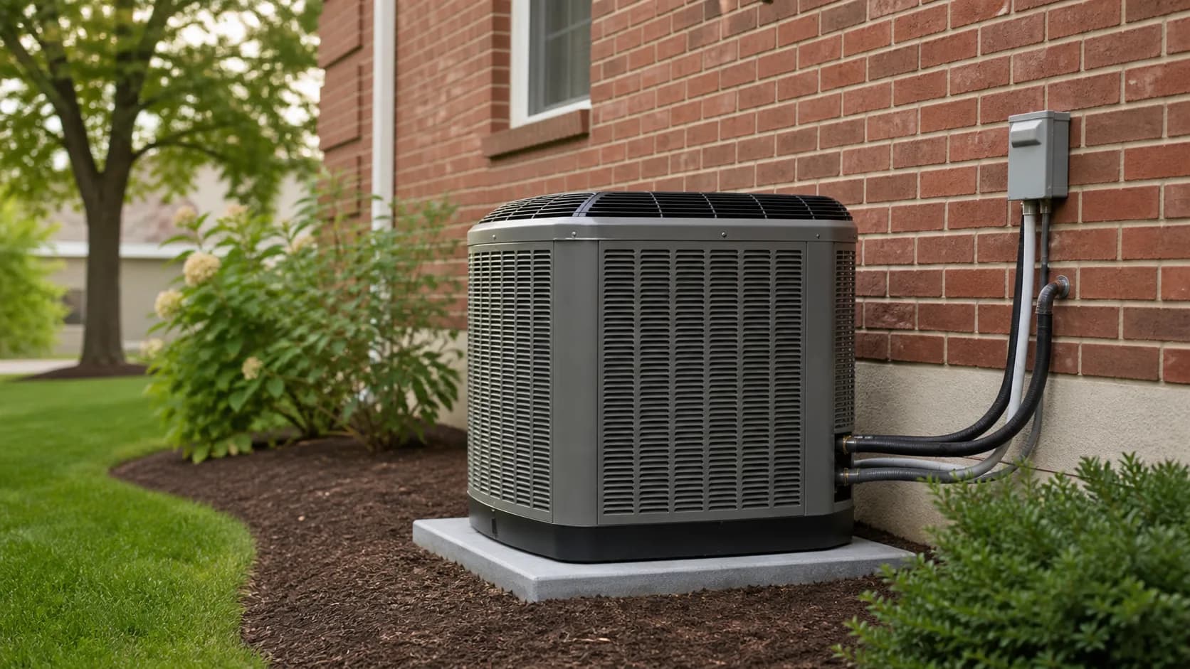 Trane air conditioner installed beside a home