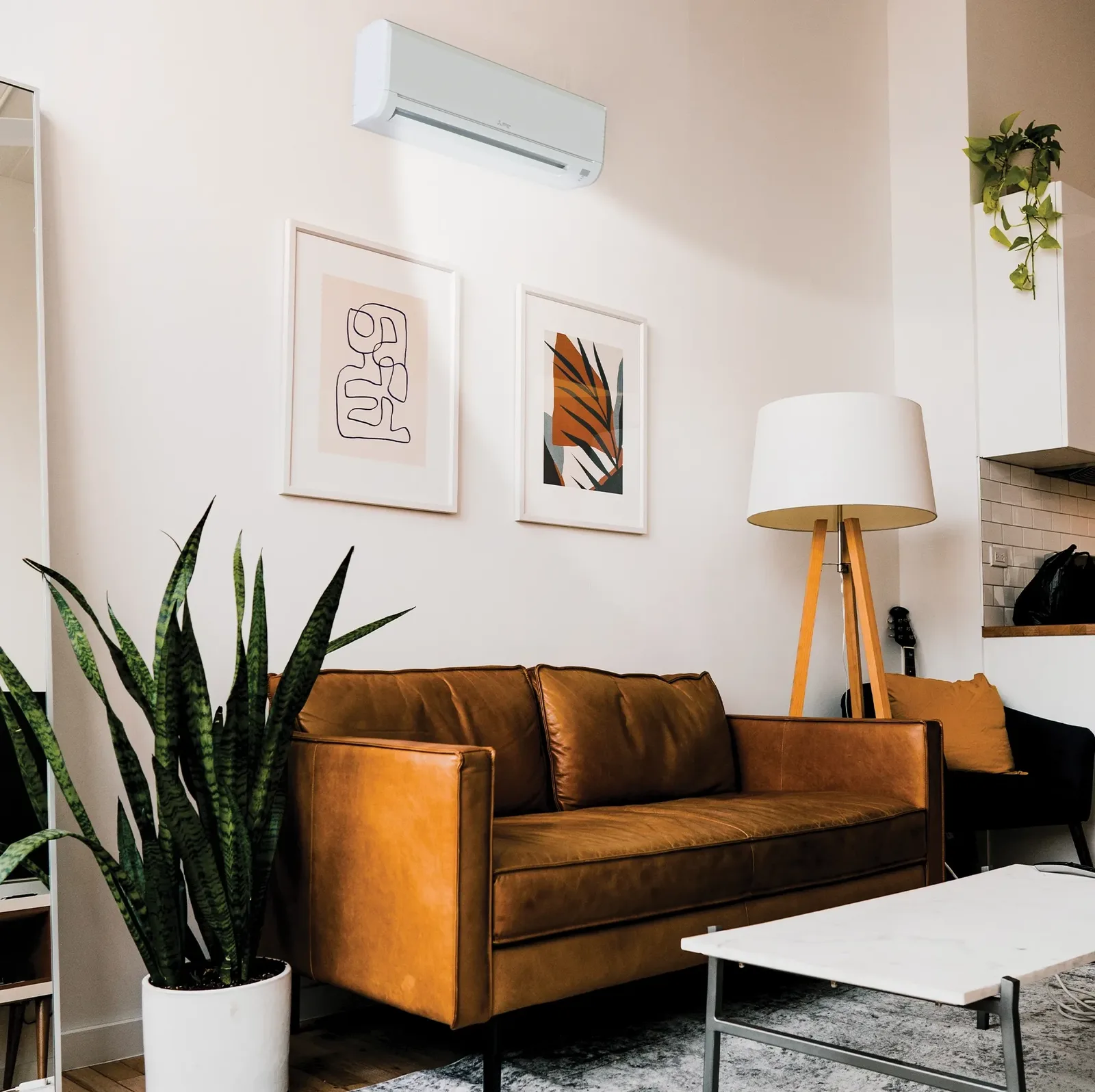 Mitsubishi Electric MSZ-HX wall-mounted unit in a loft living room