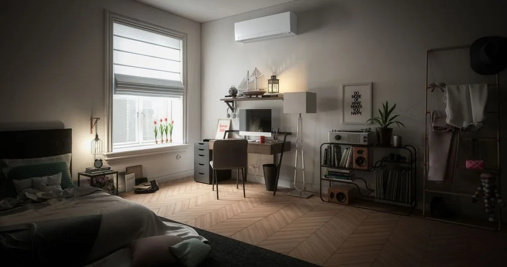 Mitsubishi Electric MSZ-FX deluxe wall-mounted indoor unit in a living room
